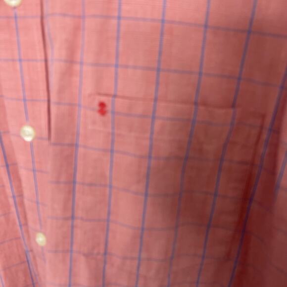 Izod shirt men's size large button down up red blue stripe striped plaid classic - Picture 3 of 12
